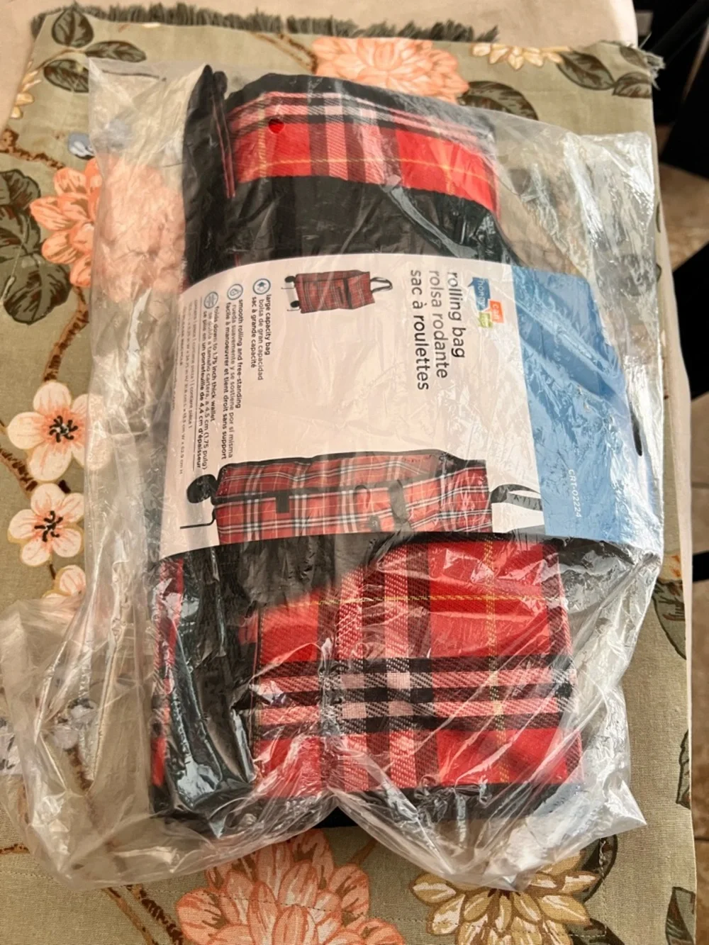 Red Plaid Rolling Bag - Honey-Can-Do